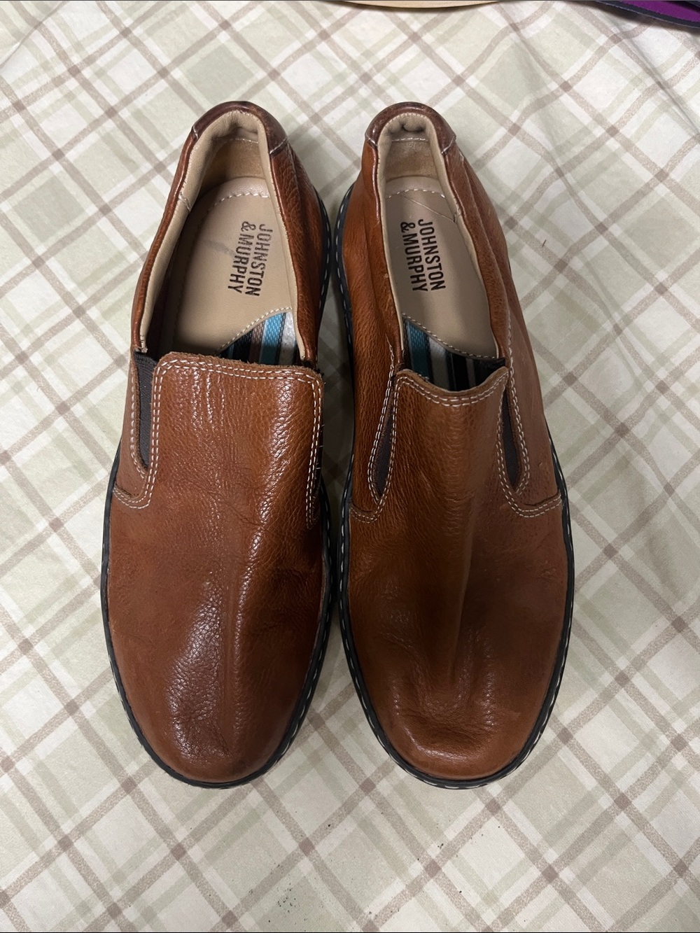 Johnston & Murphy Tan Brown Leather Slip-On Loafers